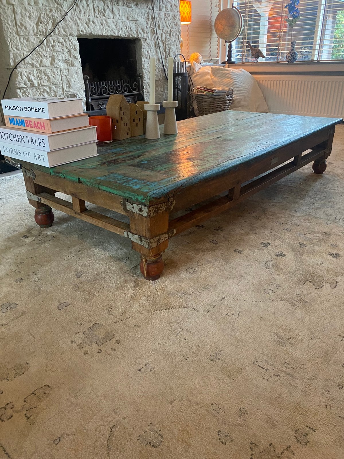 Houten salontafel, Huis en Inrichting, Ophalen, Gebruikt, 50 tot 100 cm, 150 tot 200 cm