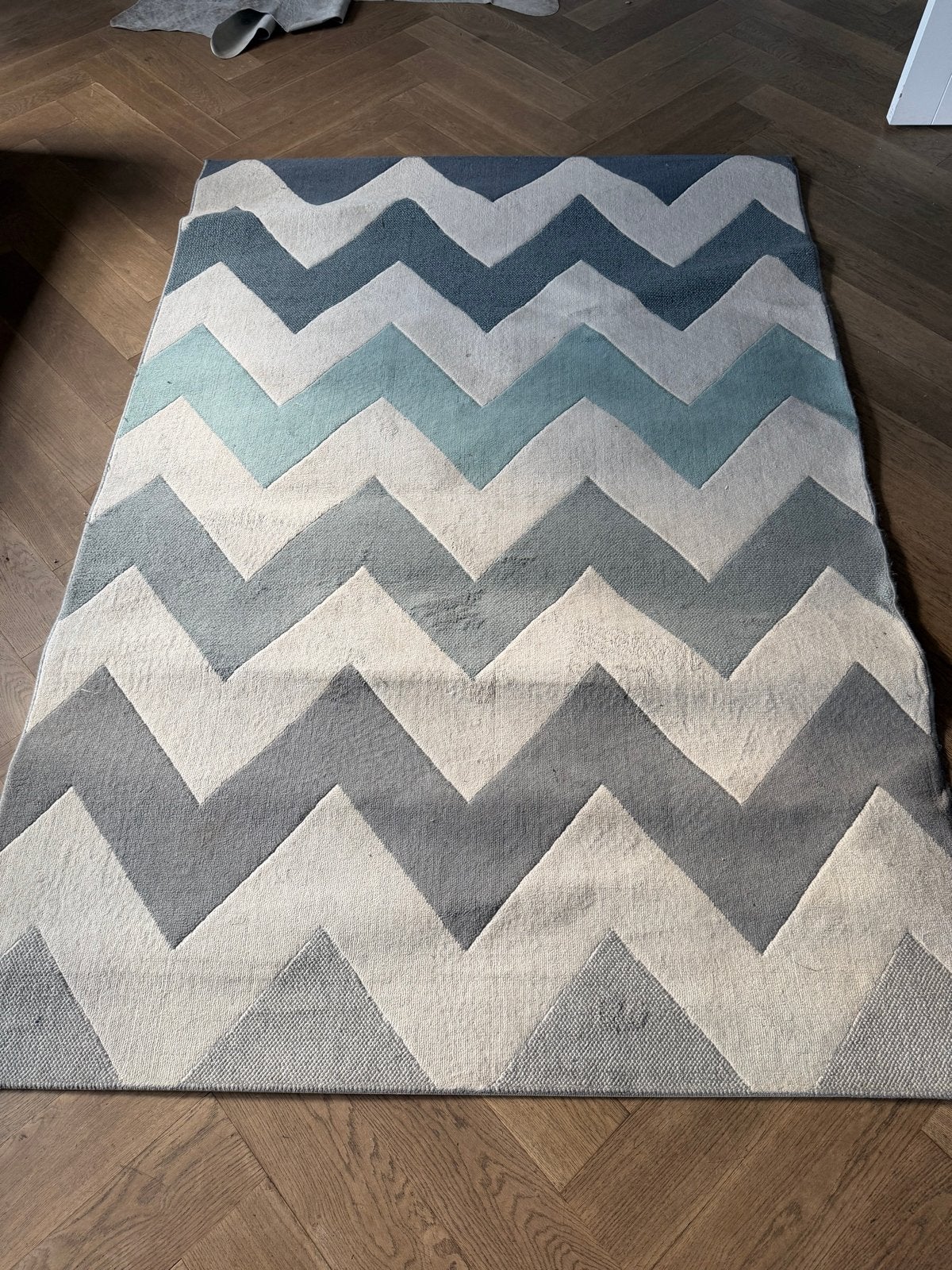 Benuta Vloerkleed Dessert 160x230 cm - Grijs/Blauw Zigzag, Ophalen, Gebruikt, 150 tot 200 cm, 200 cm of meer
