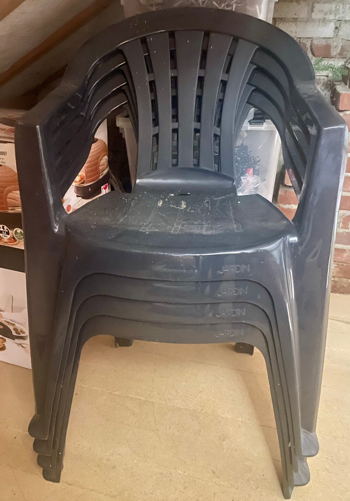 4 x Jardin Cuba stapelbare tuinstoelen, Tuin en Terras, Ophalen, Zo goed als nieuw, Kunststof