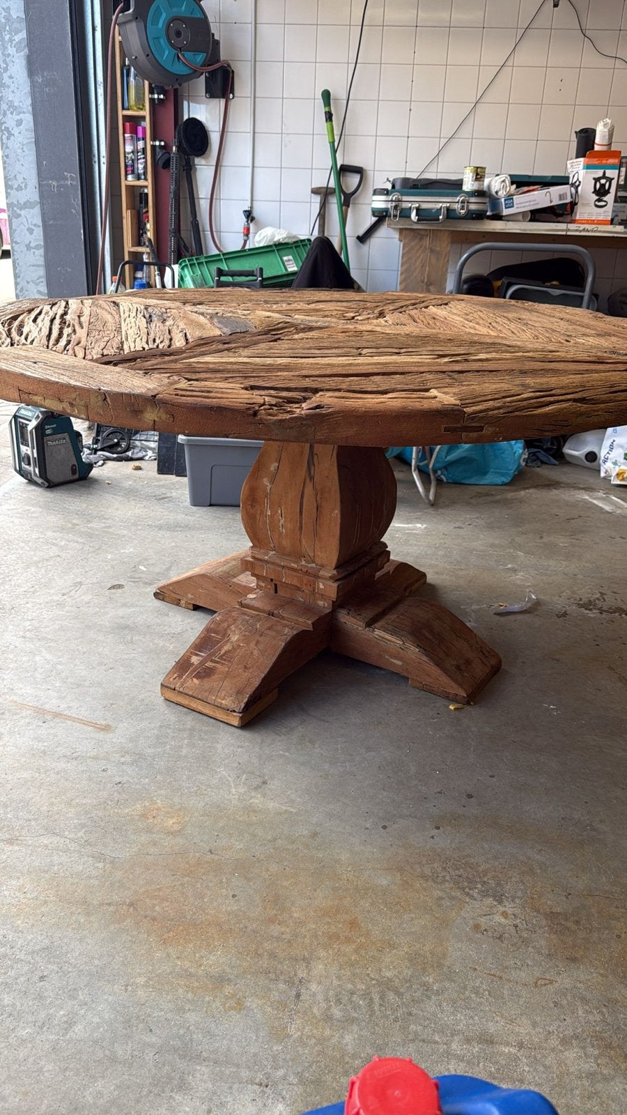 €200 Super mooie driftwood eet tafel - 153 cm doorsnee, Huis en Inrichting, Tafels | Eettafels, Gebruikt, 150 tot 200 cm, Rond