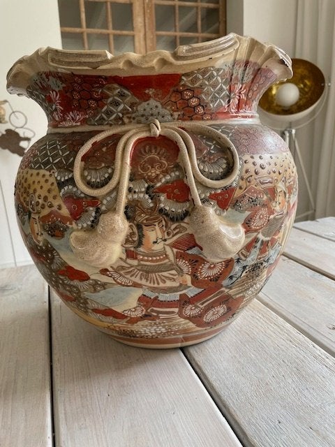 Antieke grote Japanse Imari / Satsuma vaas., Antiek en Kunst, Antiek | Vazen, Ophalen