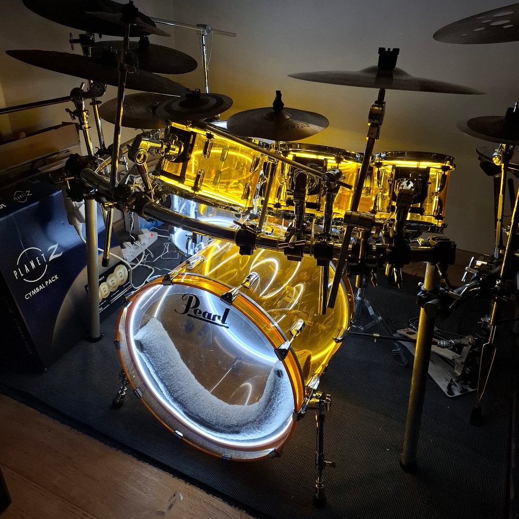 Pearl crystal beat acryl 6 delig drumstel in led uitvoering, Ophalen, Zo goed als nieuw, Drums of Percussie