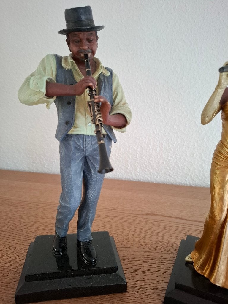 Klarinetspeler / jazz- beeldje / figuur / poppetje, Ophalen, Gebruikt, Mens