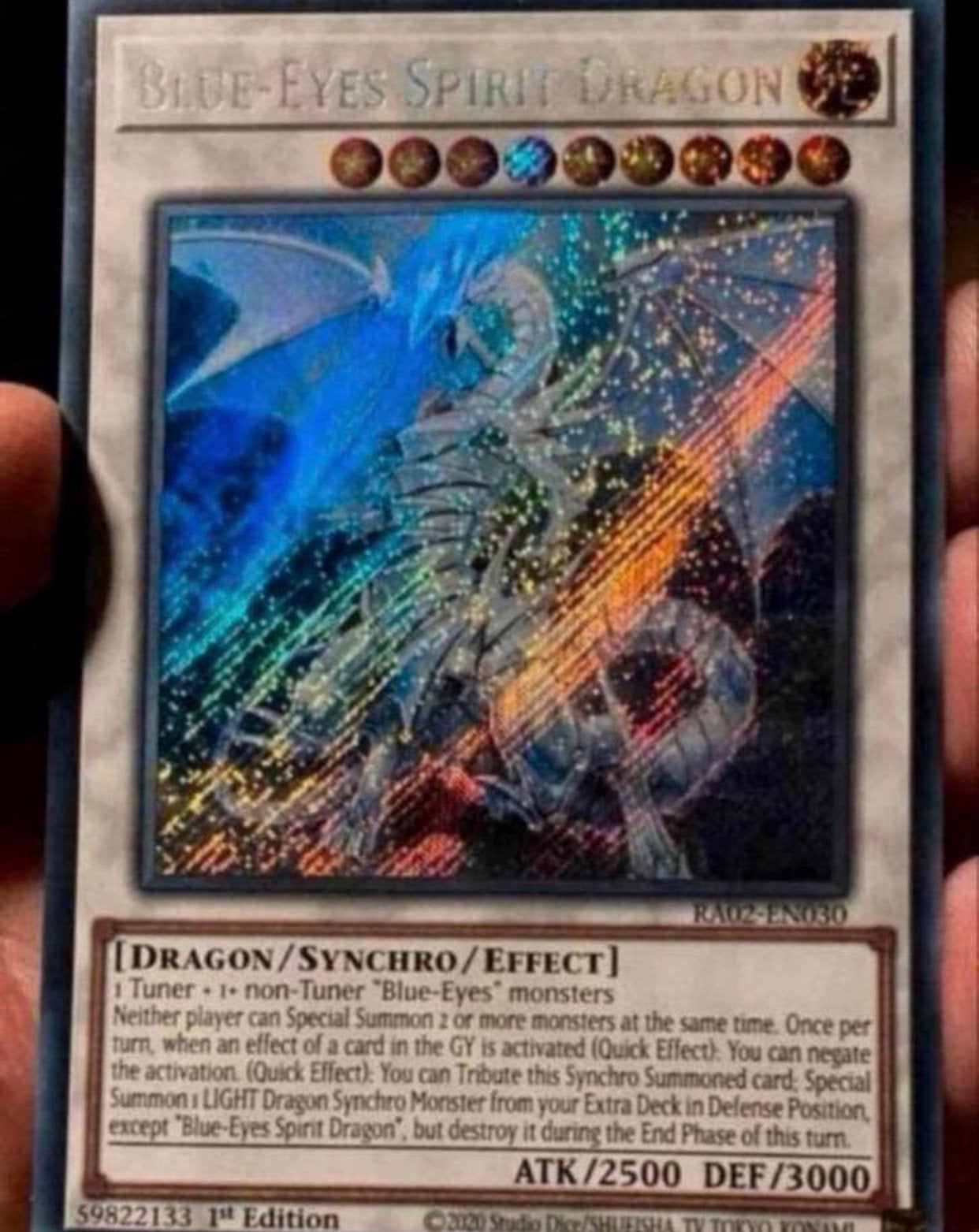 Yu-Gi-Oh! Blue Eyes Spirit Dragon RA02 1st Edition !, Hobby en Vrije tijd, Verzamelkaartspellen | Yu-gi-Oh!, Ophalen of Verzenden