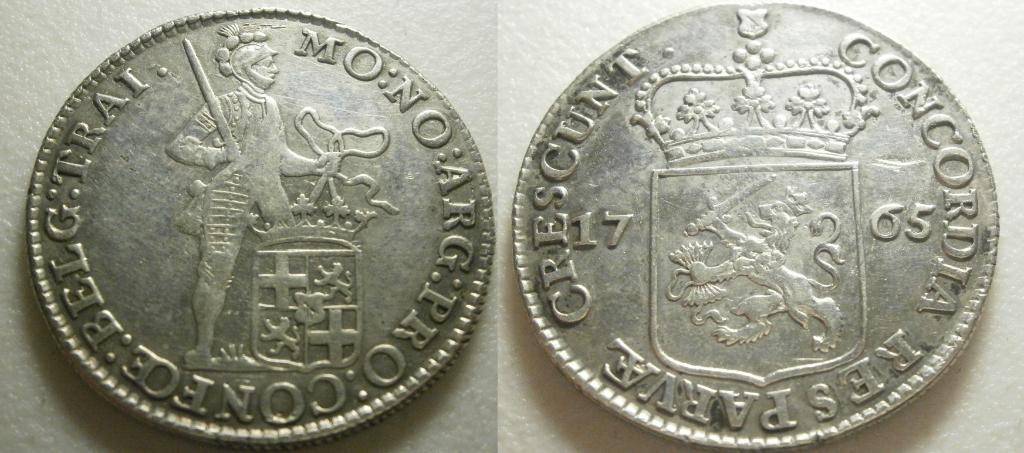 Utrecht ½ Dukaat zilver 1765 kabelrand, Vóór koninkrijk, Zilver, Ophalen of Verzenden, Losse munt