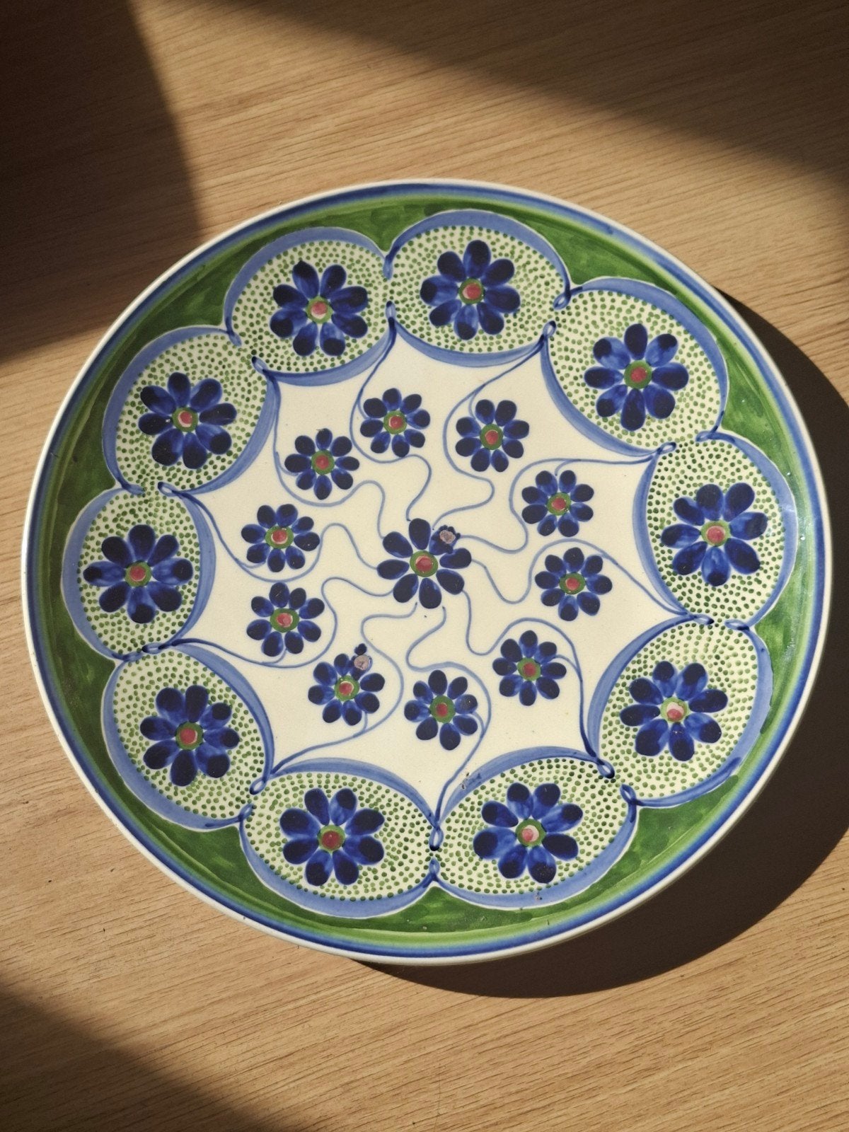 Decoratief Wandbord met Blauwe Bloemen - Handgeschilderd, Ophalen of Verzenden