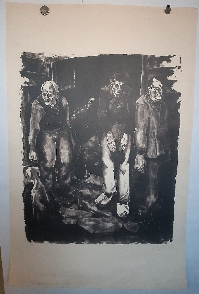 Grote Harmen Meurs Litho La Morts De Dode, Gesigneerd, Verzenden, Portret en Figuren, Lithografie