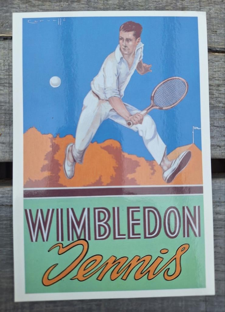 Wimbledon Tennis Ansichtkaart - Vintage Stijl, Verzamelen, Ophalen, 1980 tot heden, Ongelopen, Sport en Spel