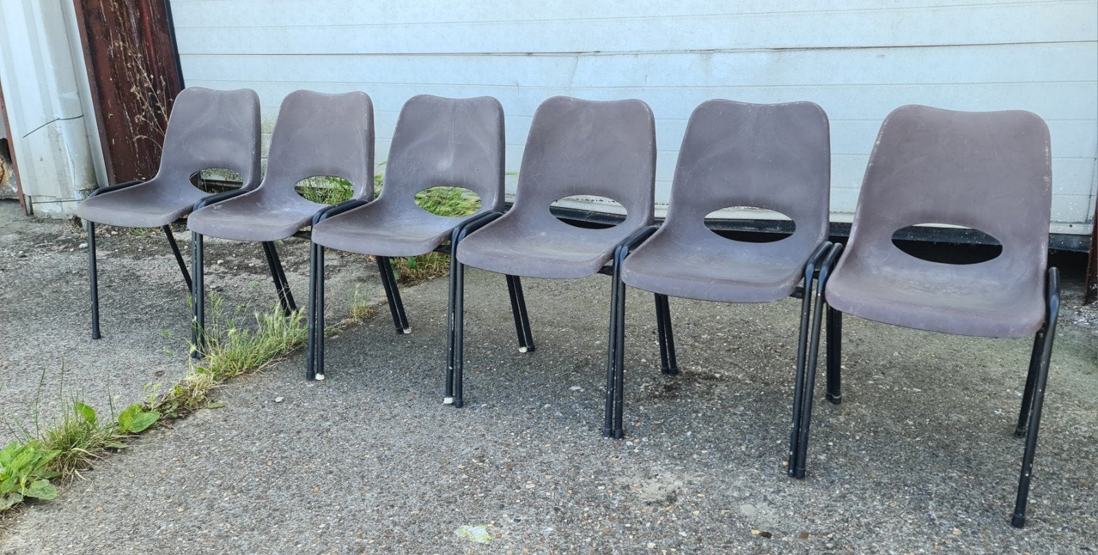 6 stapelstoelen kantinestoelen vintage, Huis en Inrichting, Stoelen, Ophalen, Gebruikt, Kunststof