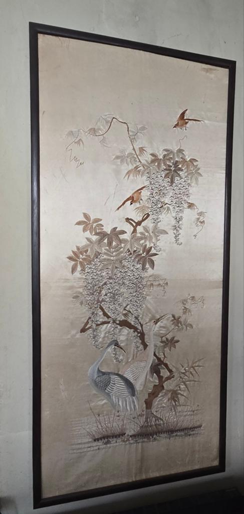 Antiek Chinees zijde schilderij, Ophalen