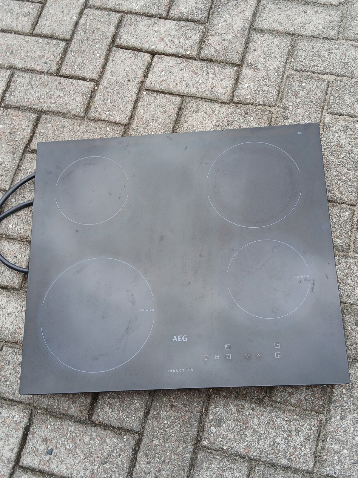 AEG Inductiekookplaat HK604200IB - 4 zones, Inbouw, Ophalen, Gebruikt, 4 kookzones, Inbouw