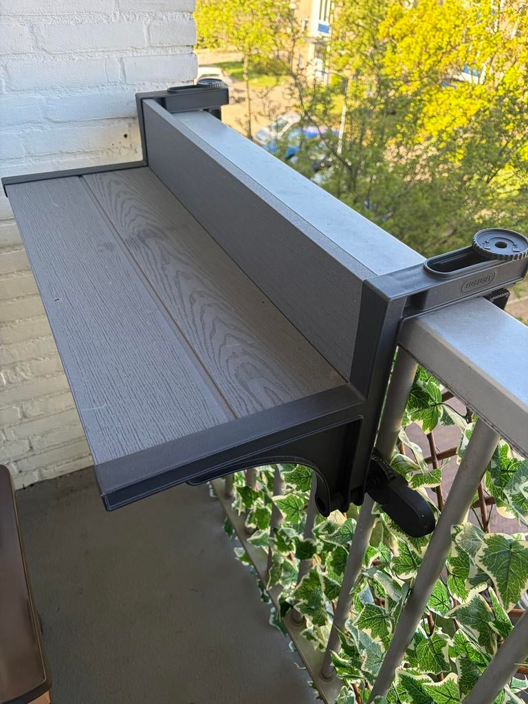 Keter Balkon Tafel - Antraciet, Tuin en Terras, Tuintafels, Gebruikt, Rechthoekig, Kunststof, Ophalen