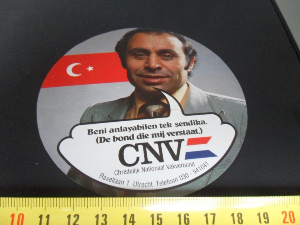 sticker Utrecht CNV De bond die mij verstaat Turkije Turks, Ophalen, Zo goed als nieuw