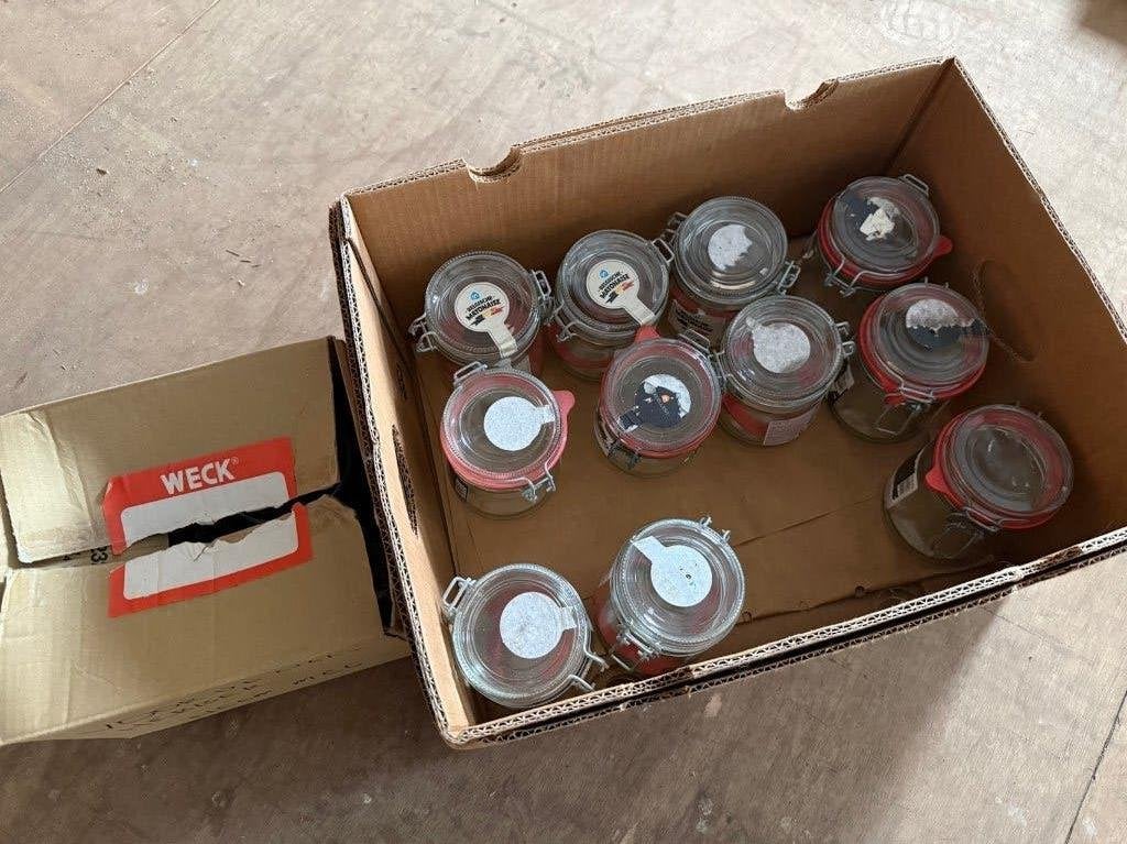 inmaak Weckpotten Weckflessen 11 stuks, Glas, Ophalen of Verzenden, Zo goed als nieuw, Voorraadpot