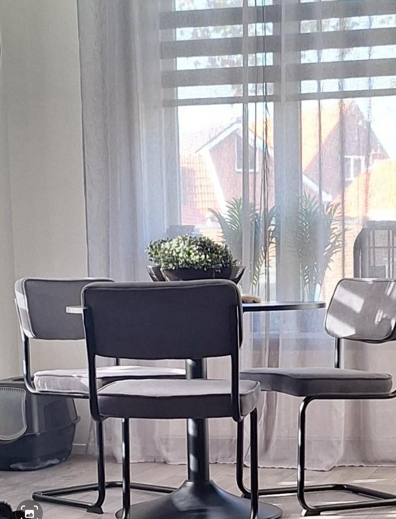 Ronde zwarte eetkamertafel Ø 90 cm, Huis en Inrichting, Tafels | Eettafels, Ophalen, Rond, 50 tot 100 cm, 50 tot 100 cm