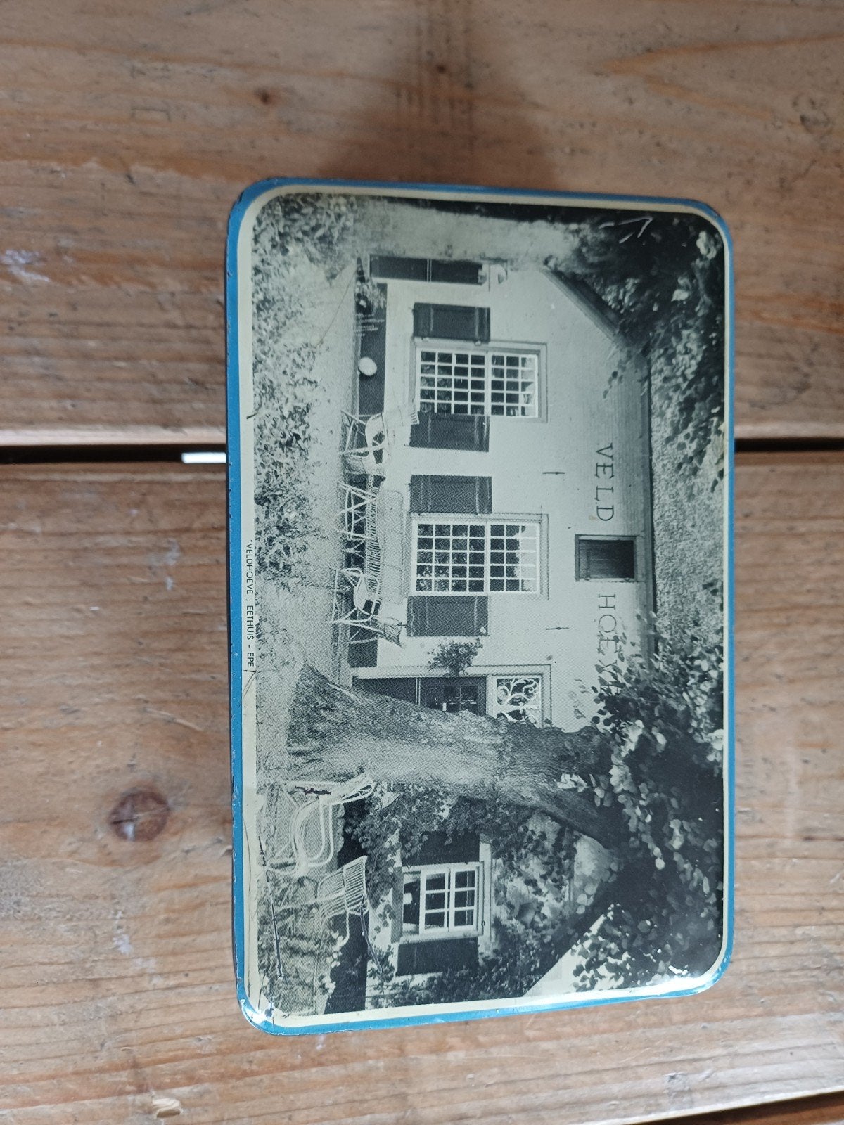 Vintage blikken trommel met afbeeldingen van Vaassen, Ophalen of Verzenden, Gebruikt, Koek(jes), Overige merken