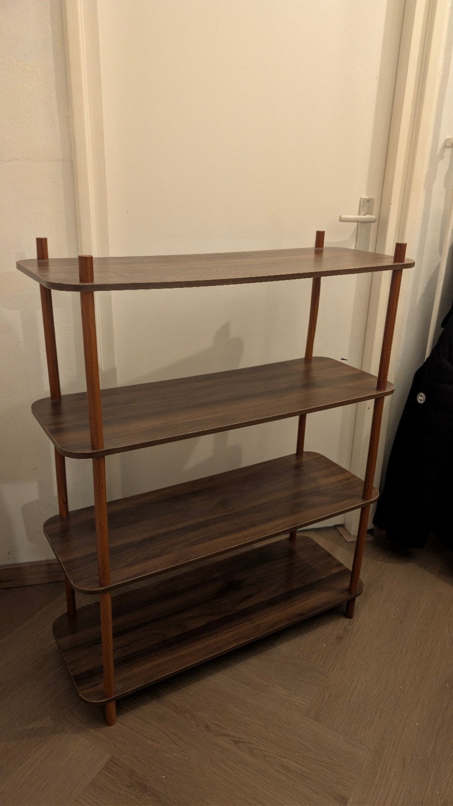 Donkerbruine houten stellingkast/opbergrek B30xL80xH100, Ophalen, Zo goed als nieuw
