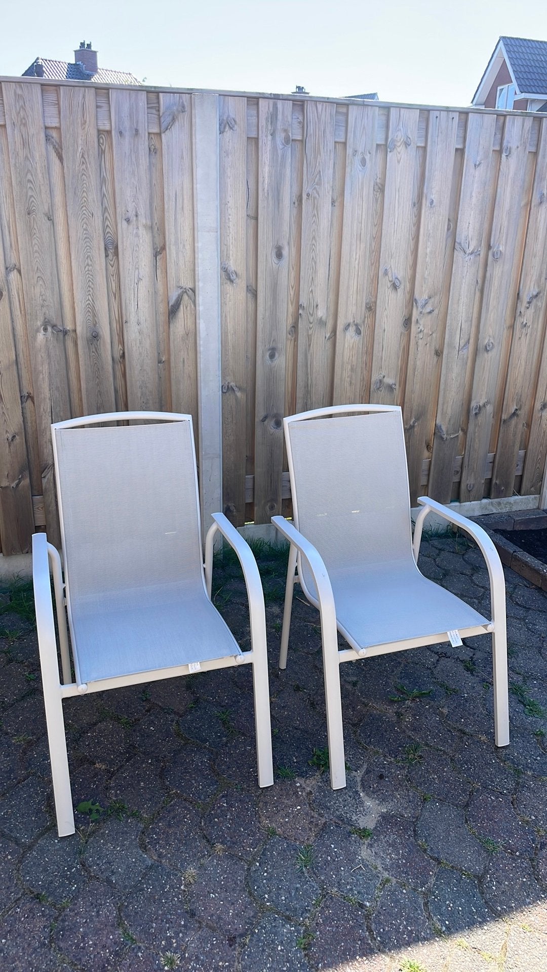 Beige tuinstoelen, Tuin en Terras, Ophalen, Zo goed als nieuw, Kunststof