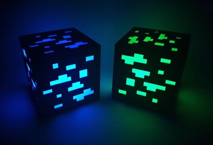 Minecraft Oplichtende Blokken - Diamant & Smaragd, Ophalen of Verzenden, Nieuw, Minecraft, Gaming, Modern, Decoratief