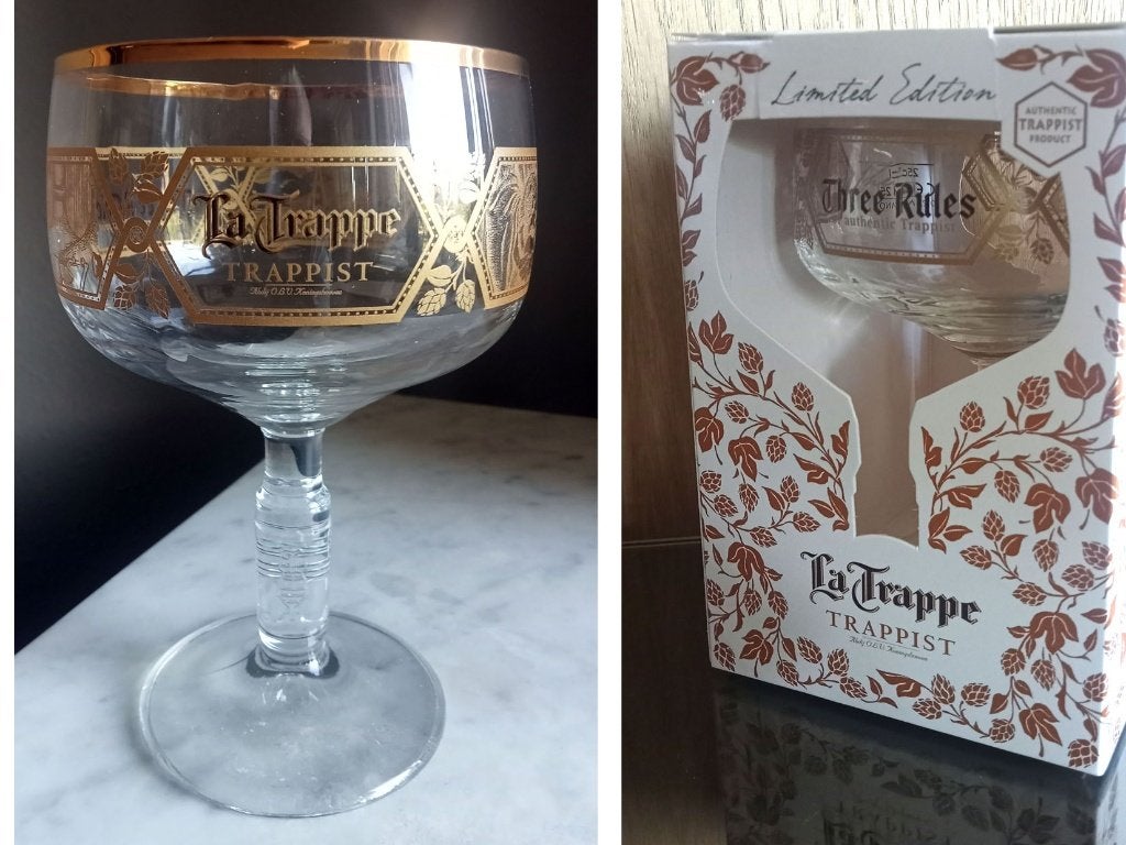 3 Nieuwe La Trappe Three Rules glazen Limited Edition, Ophalen of Verzenden, Nieuw, Glas of Glazen, La Trappe