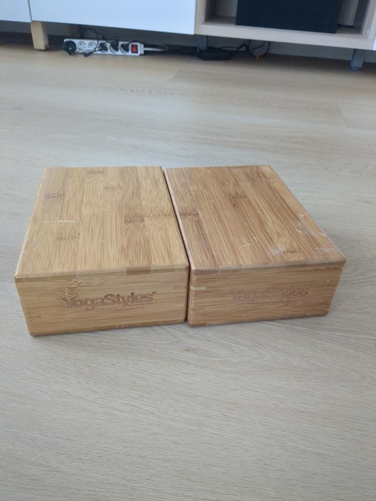 2 YogaStyles Bamboe Yogablokken, Ophalen of Verzenden, Gebruikt, Yoga-accessoire