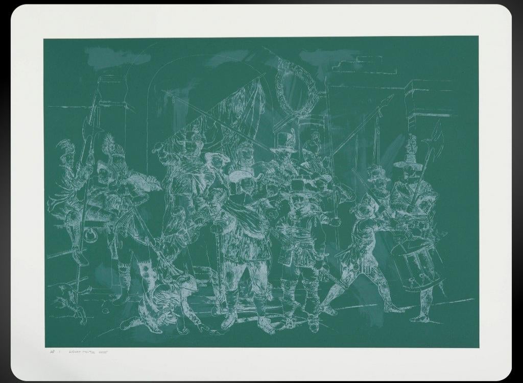 Aldert Mantje zeefdruk "De Nachtwacht 2,5 min later", Ophalen of Verzenden