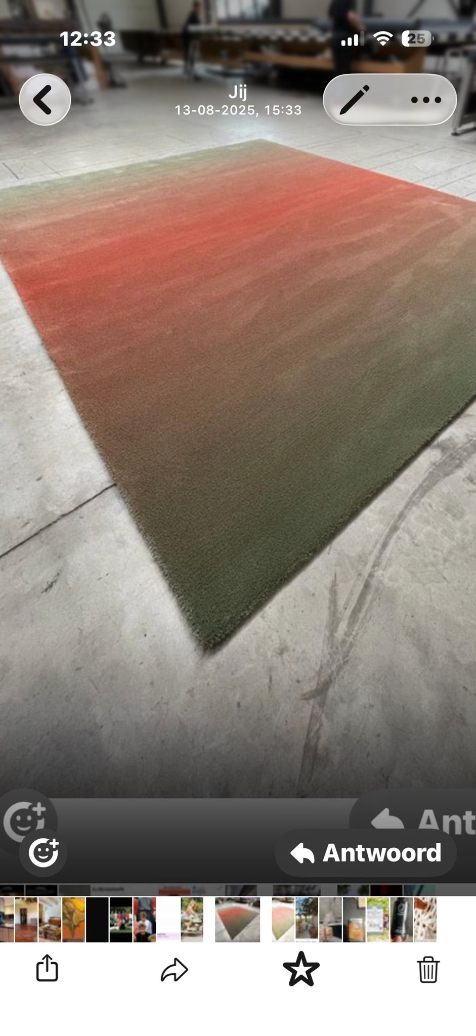 Groot vloerkleed met kleurverloop (ca. 3x2 m), Ophalen, Gebruikt, 200 cm of meer, 200 cm of meer