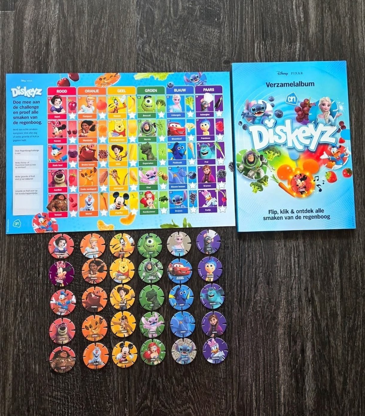 compleet album Diskeyz + kalender + 2 dichte zakjes, Verzamelen, Albert Heijn, Ophalen of Verzenden