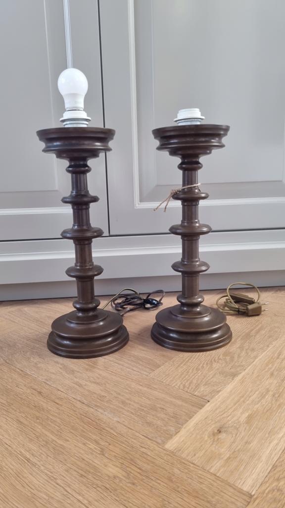 2 Identiek Massief koperen schemerlampen, Antiek en Kunst, Ophalen, Koper of Brons