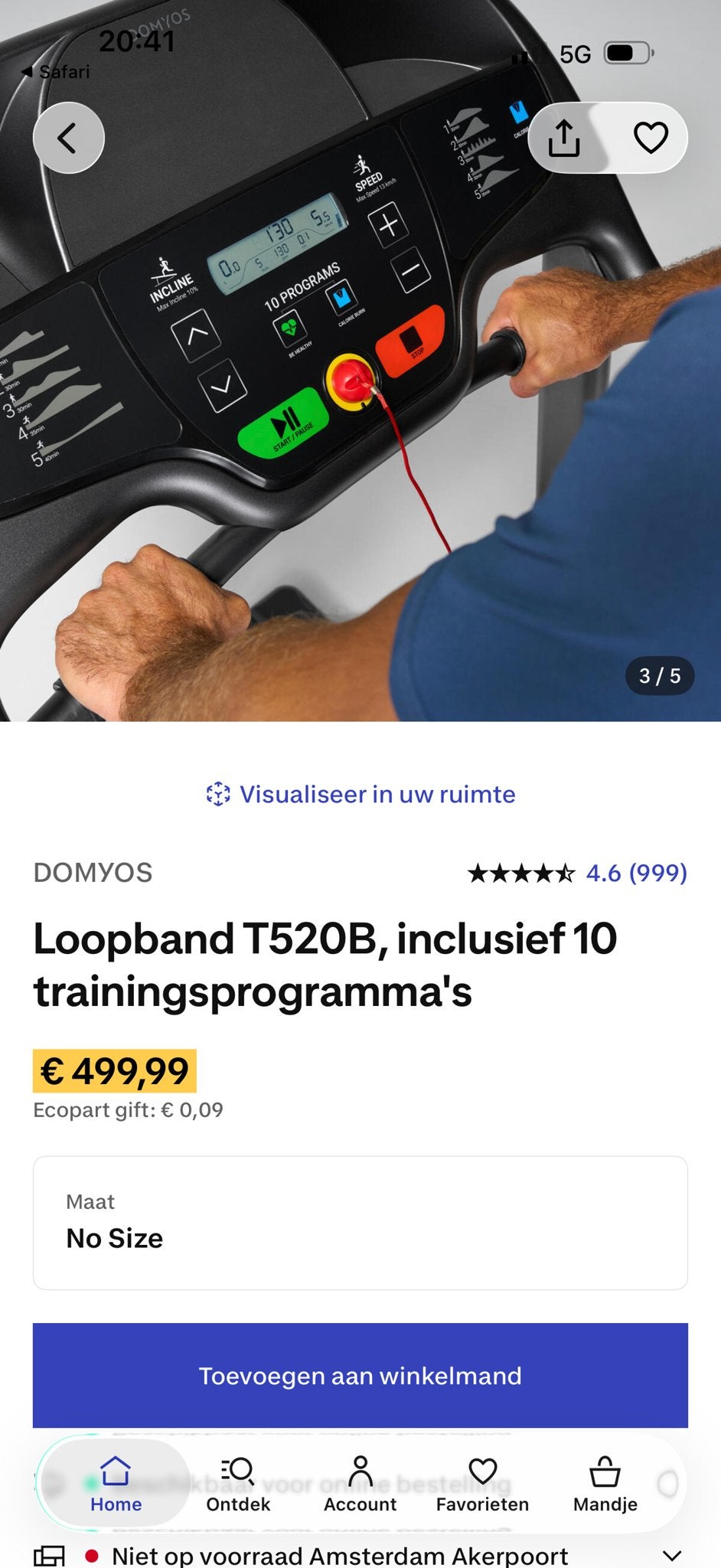 Domyos Loopband T520B met 10 trainingsprogramma's, Ophalen of Verzenden, Zo goed als nieuw, Metaal, Loopband