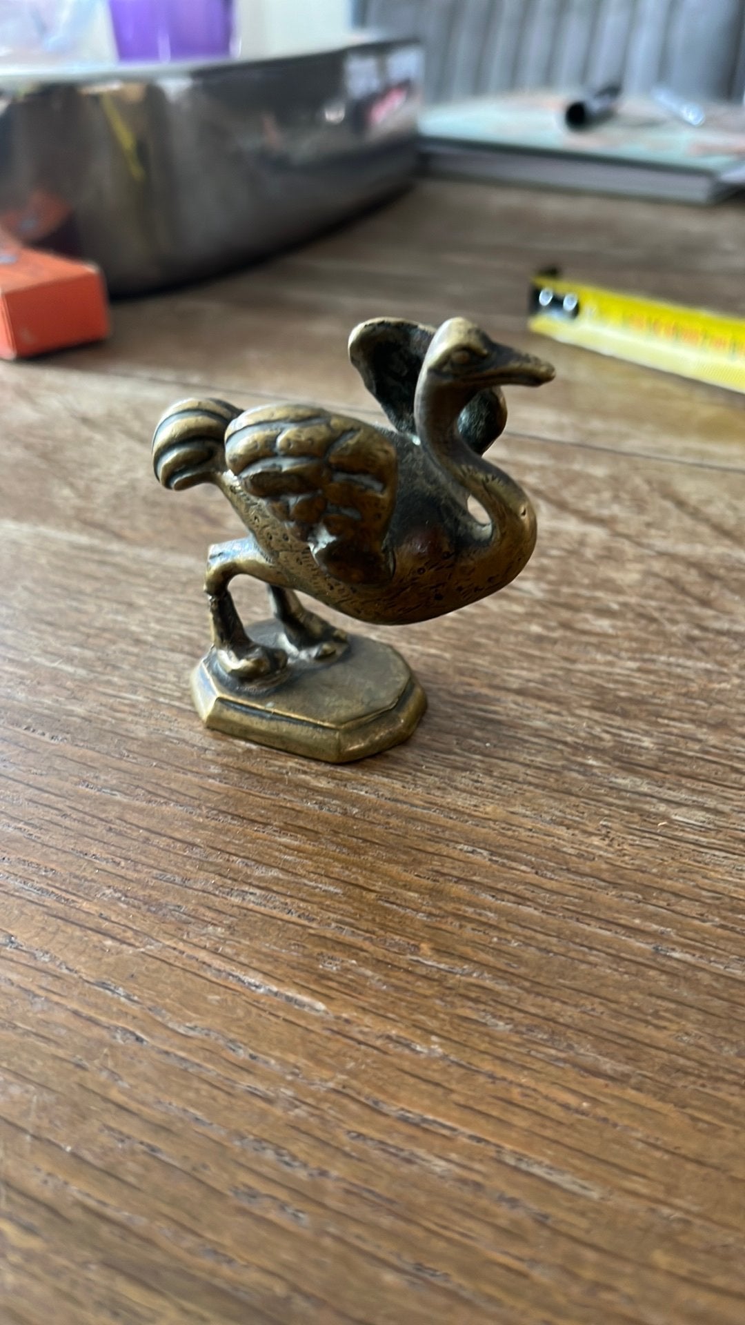 messing struisvogel beeldje – Hollywood Regency mini (6cm, Ophalen of Verzenden