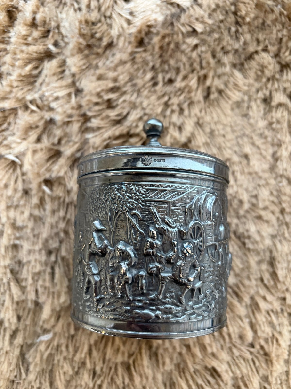 Vintage Douwe Egberts verzilverde theebus H.Hooijkaas (HH90), Ophalen, Zilver