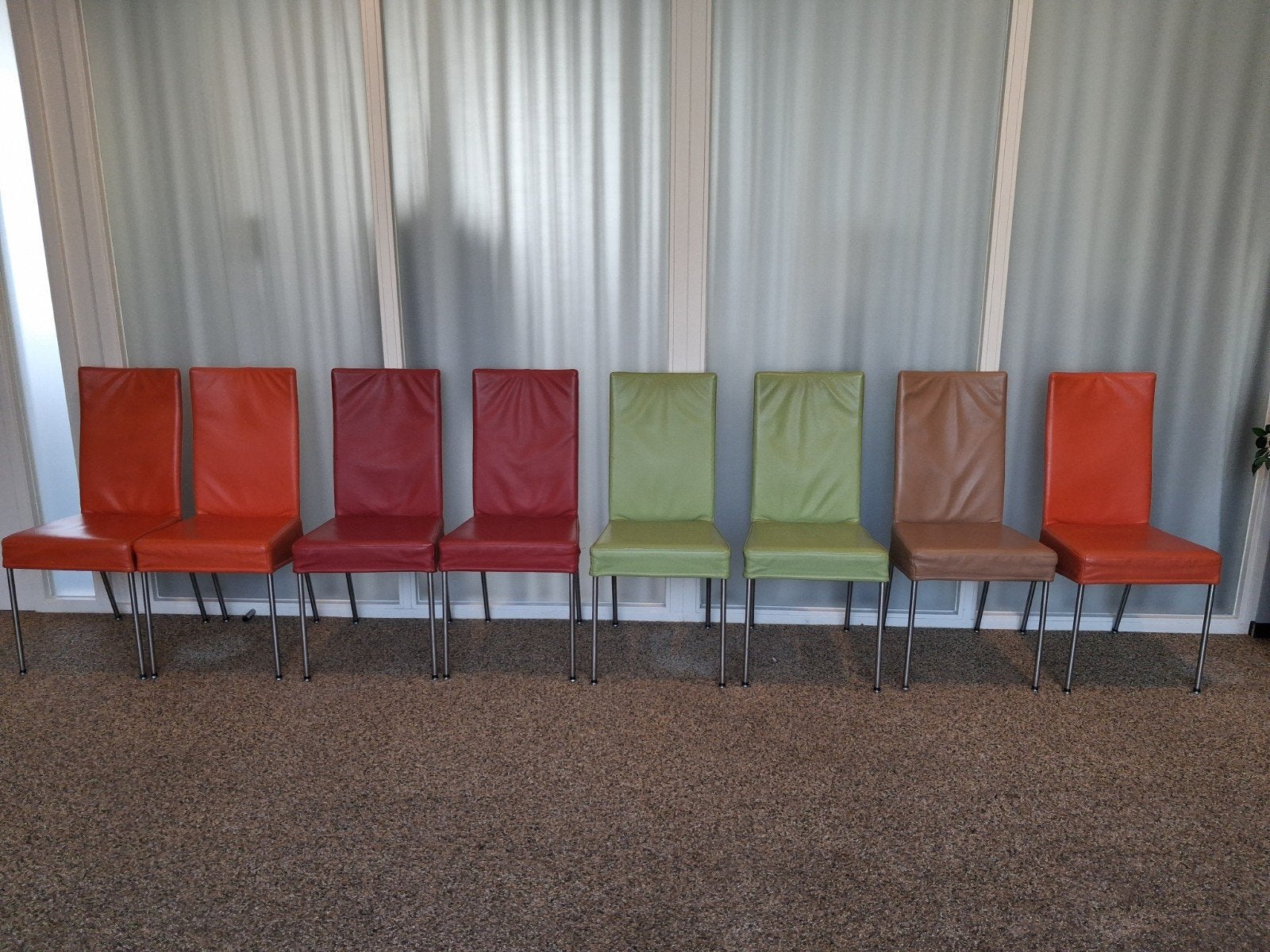 eetkamerstoel leer design leer 8 stuks, Ophalen