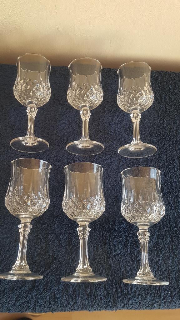 vintage retro 6 Cristal d' Arques Longchamp wijnglazen, Verzenden, Overige materialen, Overige stijlen, Overige typen