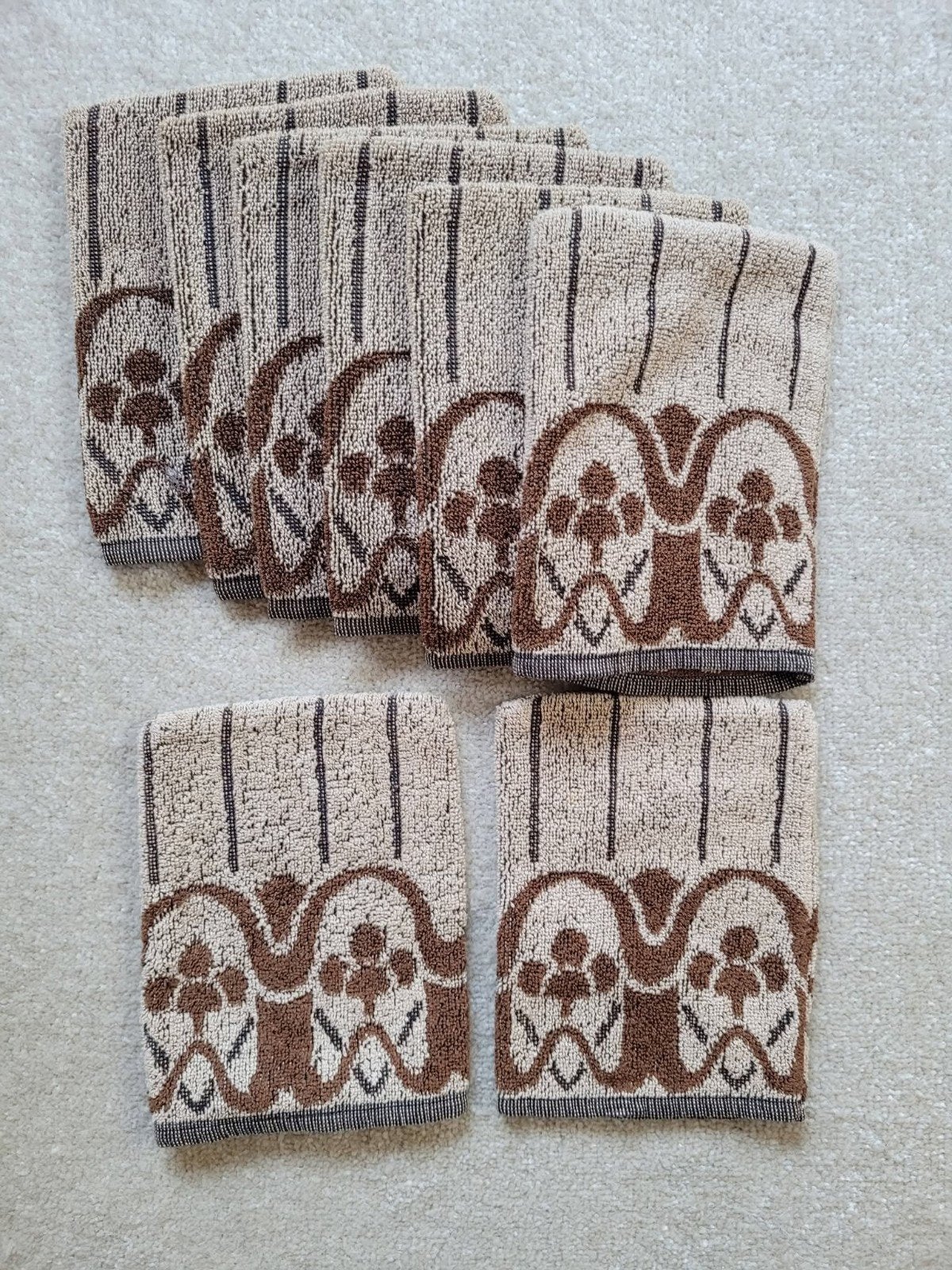 Set van 8 vintage Seahorse washandjes – retro jaren '70/'80, Verzenden, Zo goed als nieuw, Bruin, Overige typen