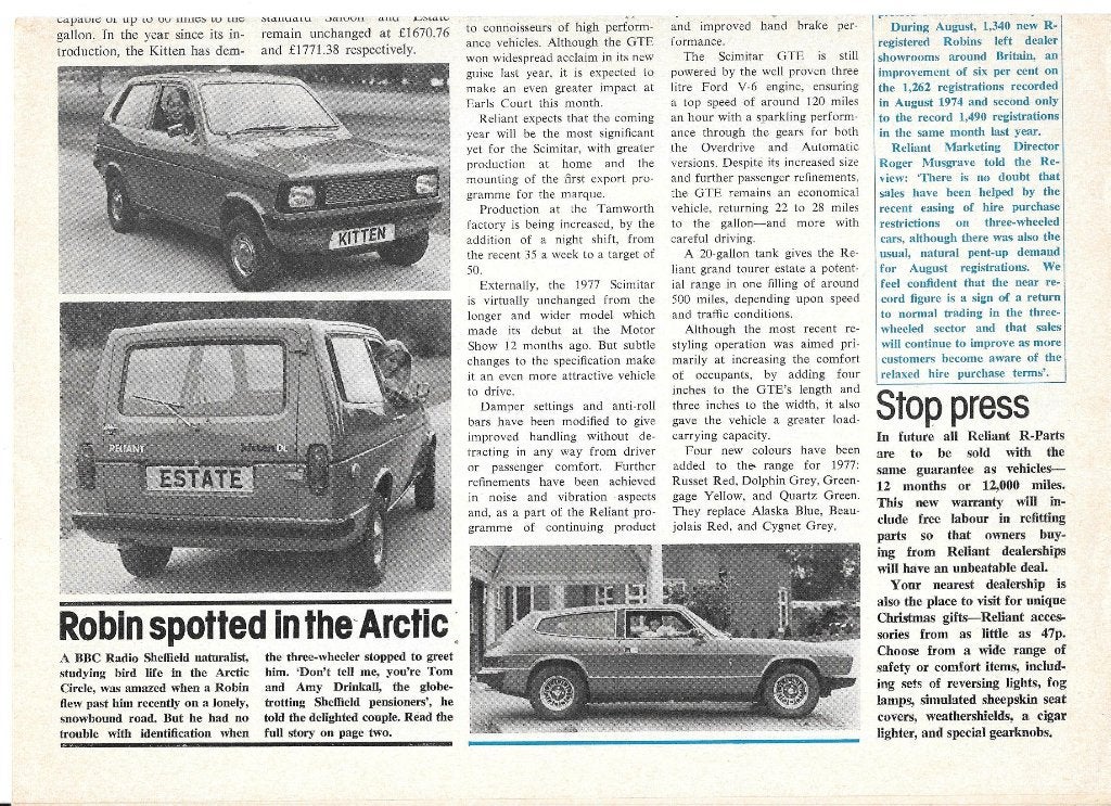 RELIANT REVIEW  1977, Ophalen of Verzenden, Zo goed als nieuw, Overige merken