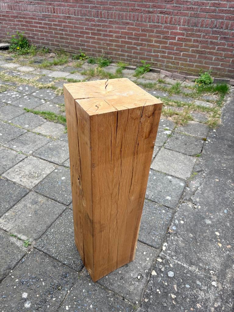 Massieve eikenhouten sokkel, Huis en Inrichting, Woonaccessoires | Zuilen en Pilaren, Ophalen, Gebruikt