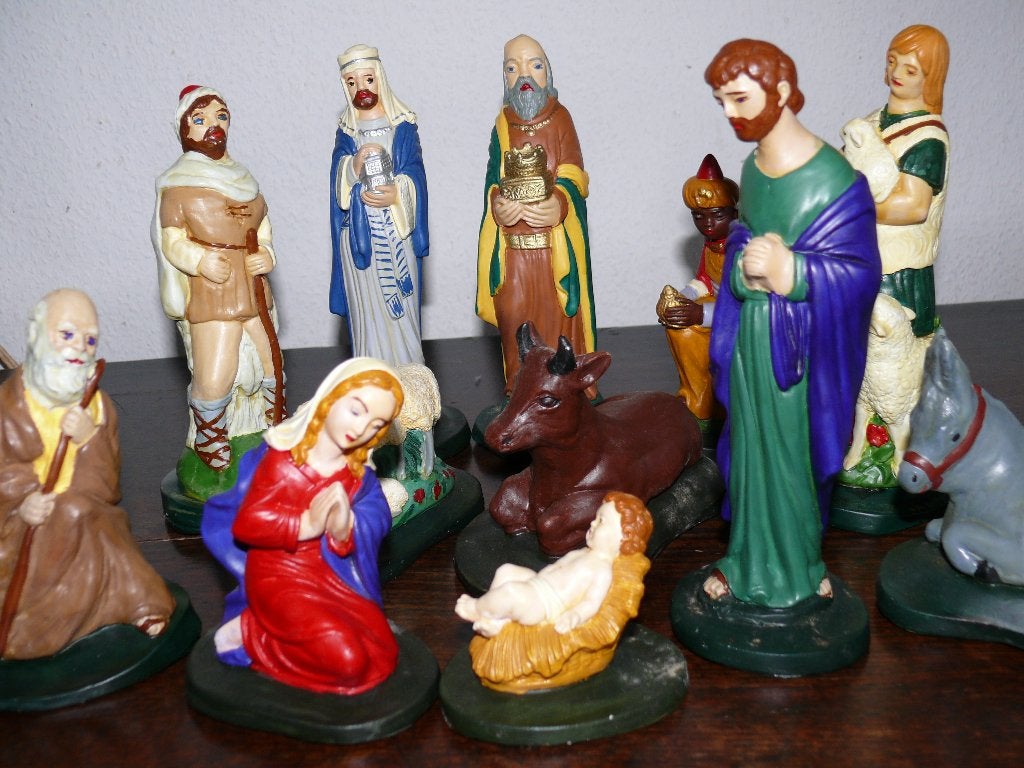 kerstgroep, handbeschilderd, 12 beeldjes, Ophalen of Verzenden, Nieuw