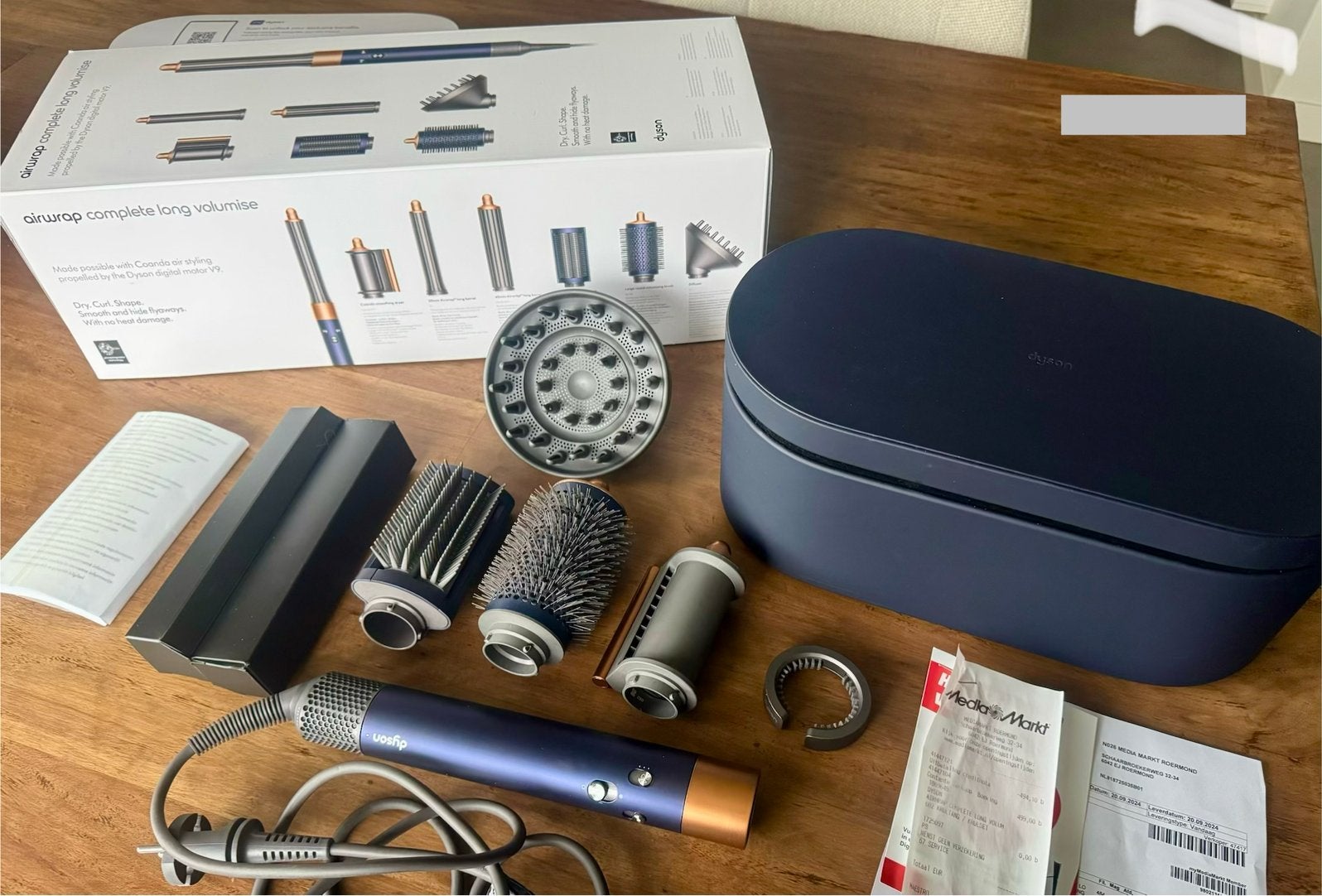 Dyson Airwrap complete Long Volumise Vincablauw/Rose, Ophalen, Zo goed als nieuw