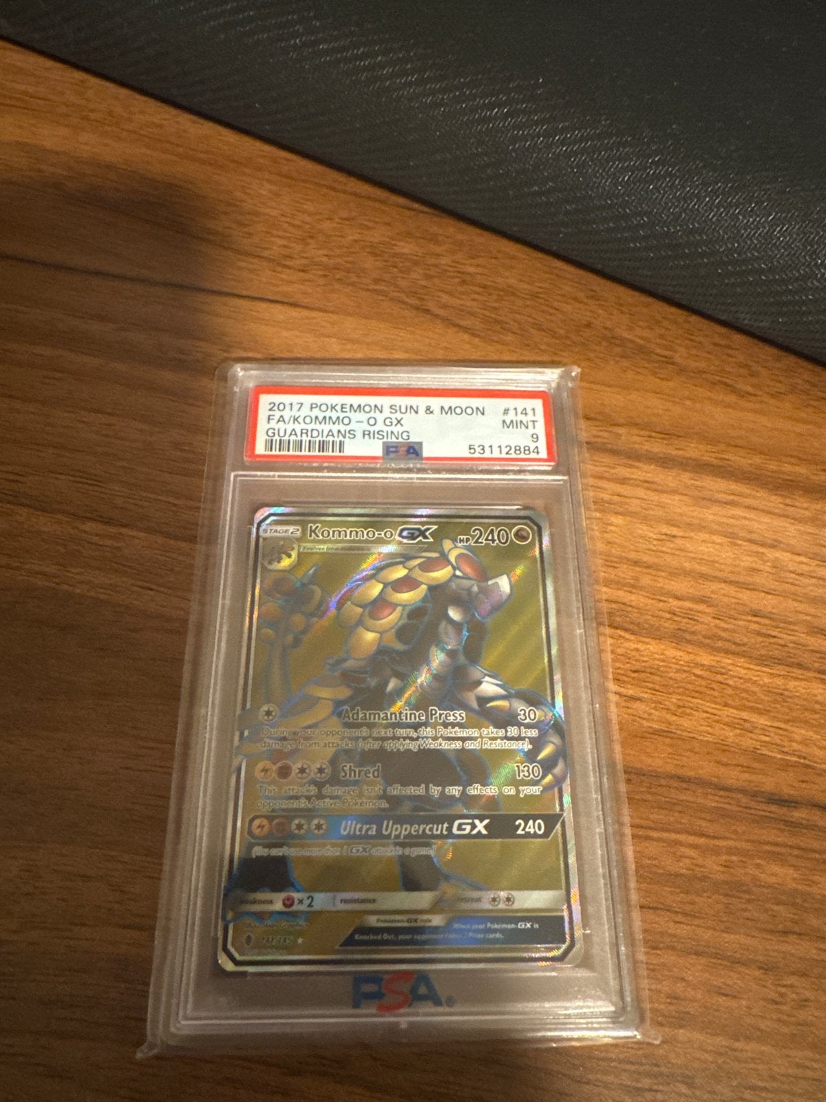 PSA 9 Kommo-o GX 2017 Pokemon Sun & Moon Burning Shadows, Hobby en Vrije tijd, Verzenden, Zo goed als nieuw, Losse kaart