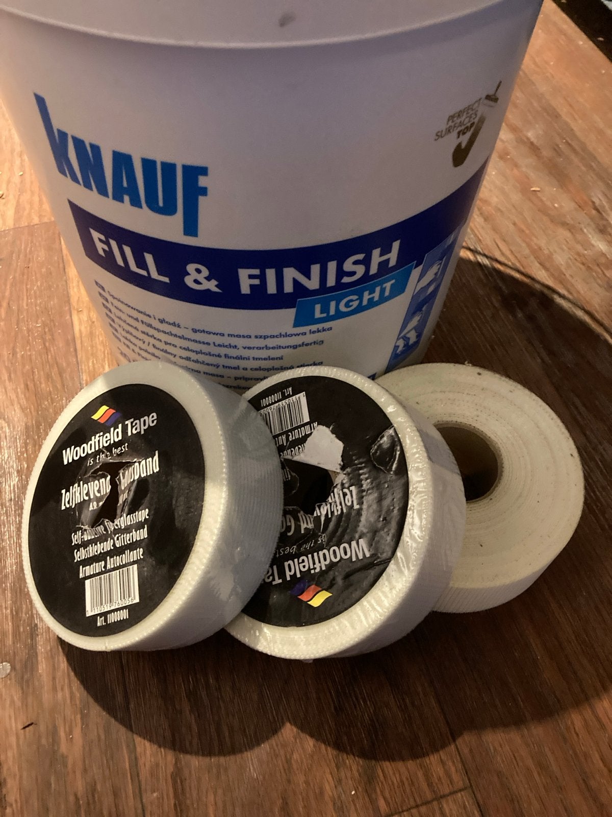 Knauf Fill & Finish Light 20kg + 3x Woodfield Gaasband, Ophalen, Nieuw, Overige typen