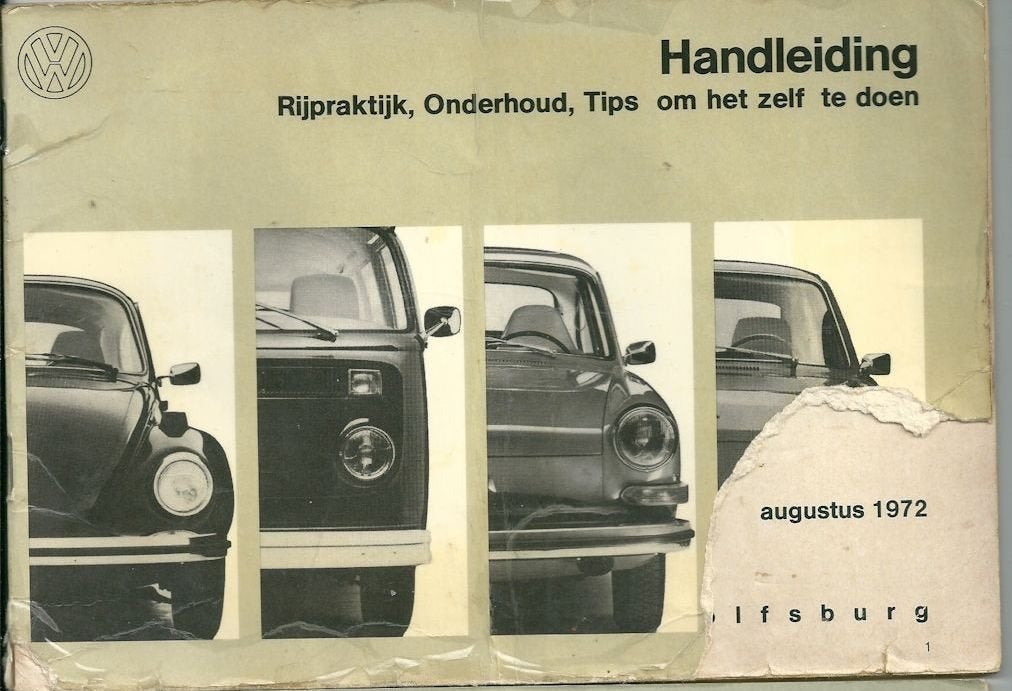 Handleiding Onderhoudsboek 2 VW - augustus 1972 - Volkswagen, Ophalen of Verzenden