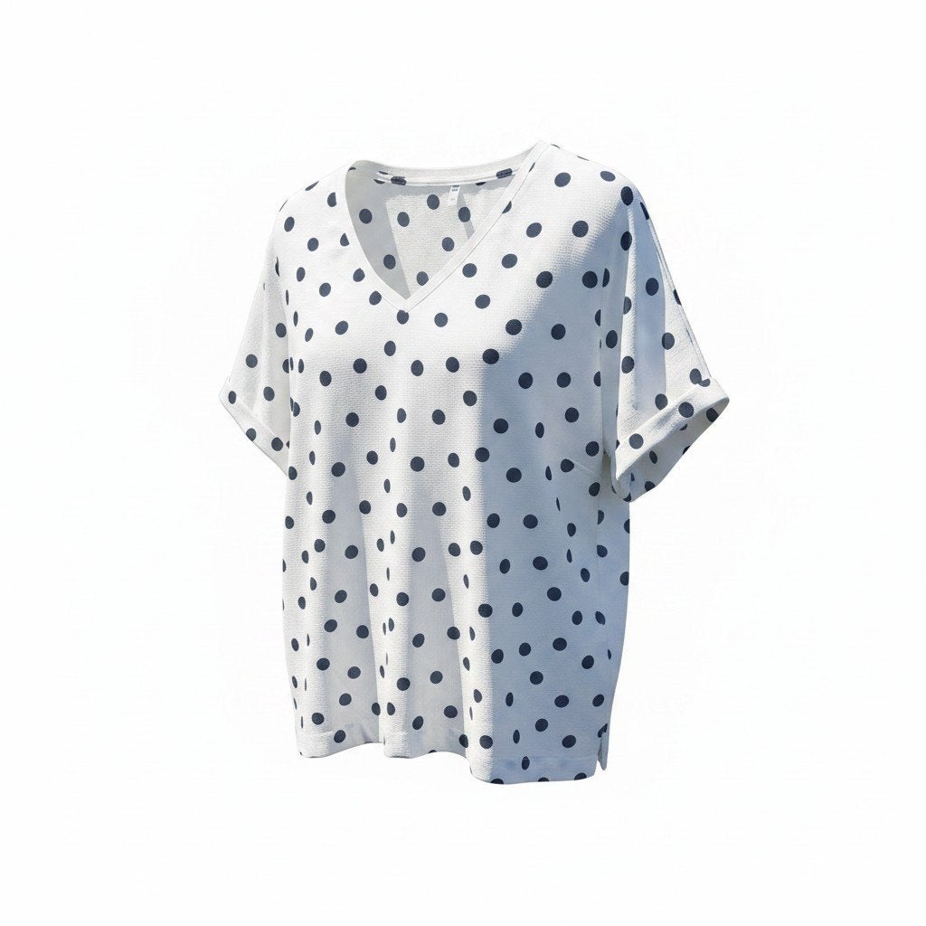 Witte blouse met zwarte polkadot maat 46, Wit, Zo goed als nieuw, Hema, Shirt of Top