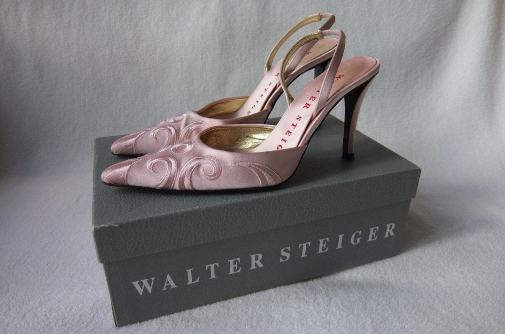 Walter Steiger vintage designer slingbacks roze maat 37, Pumps, Ophalen of Verzenden, Zo goed als nieuw, Roze