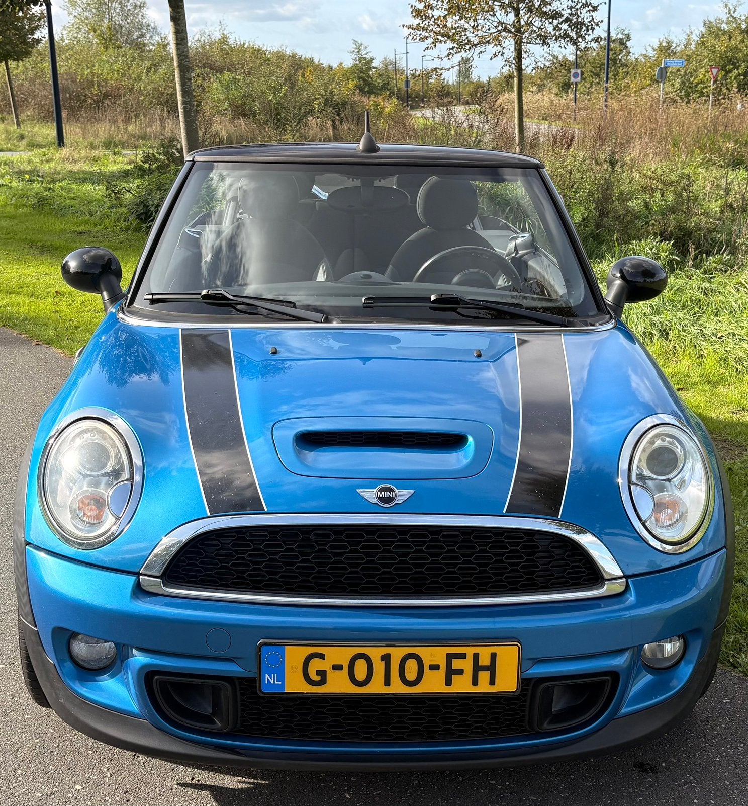 Mini Cooper S 2010 Blauw, Auto's, Zwart, 4 cilinders, Cabriolet, Leder en Stof