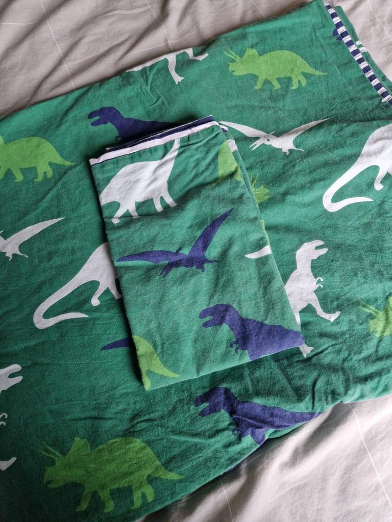 1 persoons dekbedovertrek dino's, Ophalen of Verzenden, Gebruikt, Jongetje of Meisje, Dekbedovertrek