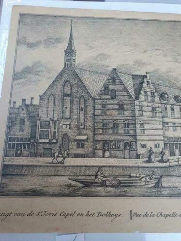Delft Gesigt de St. Joris Capel en het Dolhuys 1736 Schenk, Ophalen