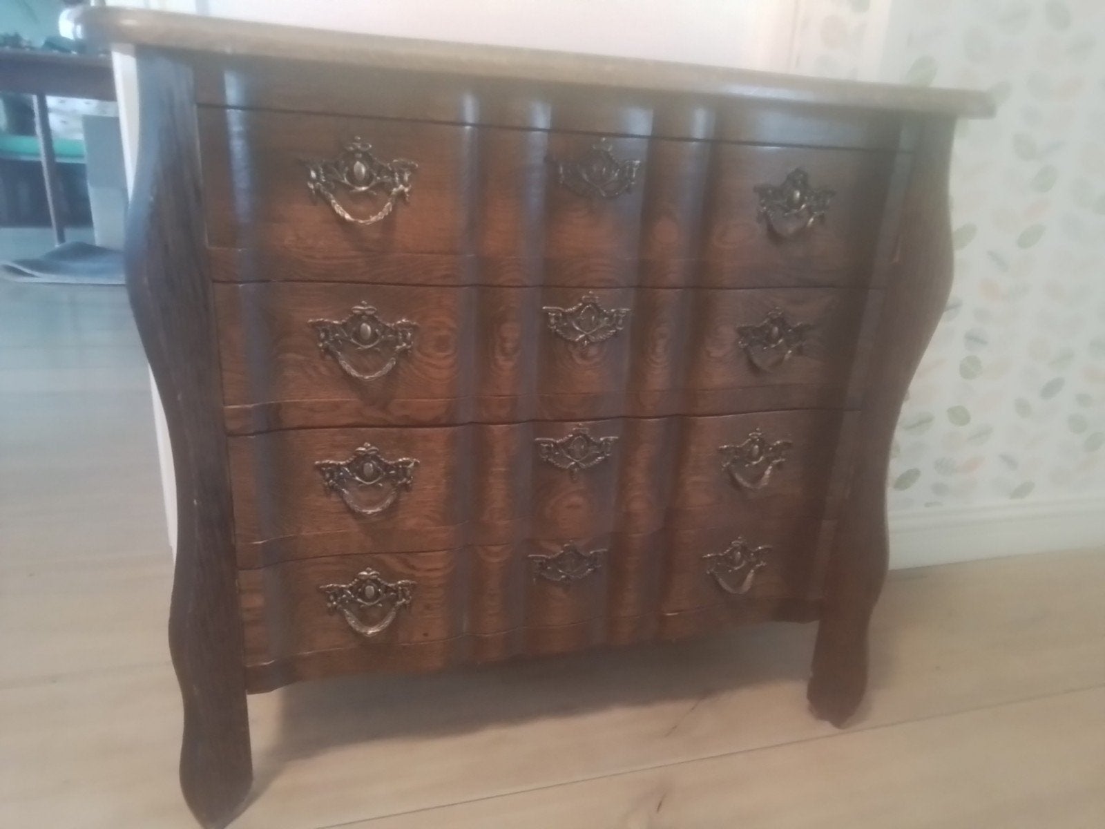 klassiek eiken ladekastje, 4 lades, Ophalen, Eikenhout, 50 tot 100 cm, Zo goed als nieuw