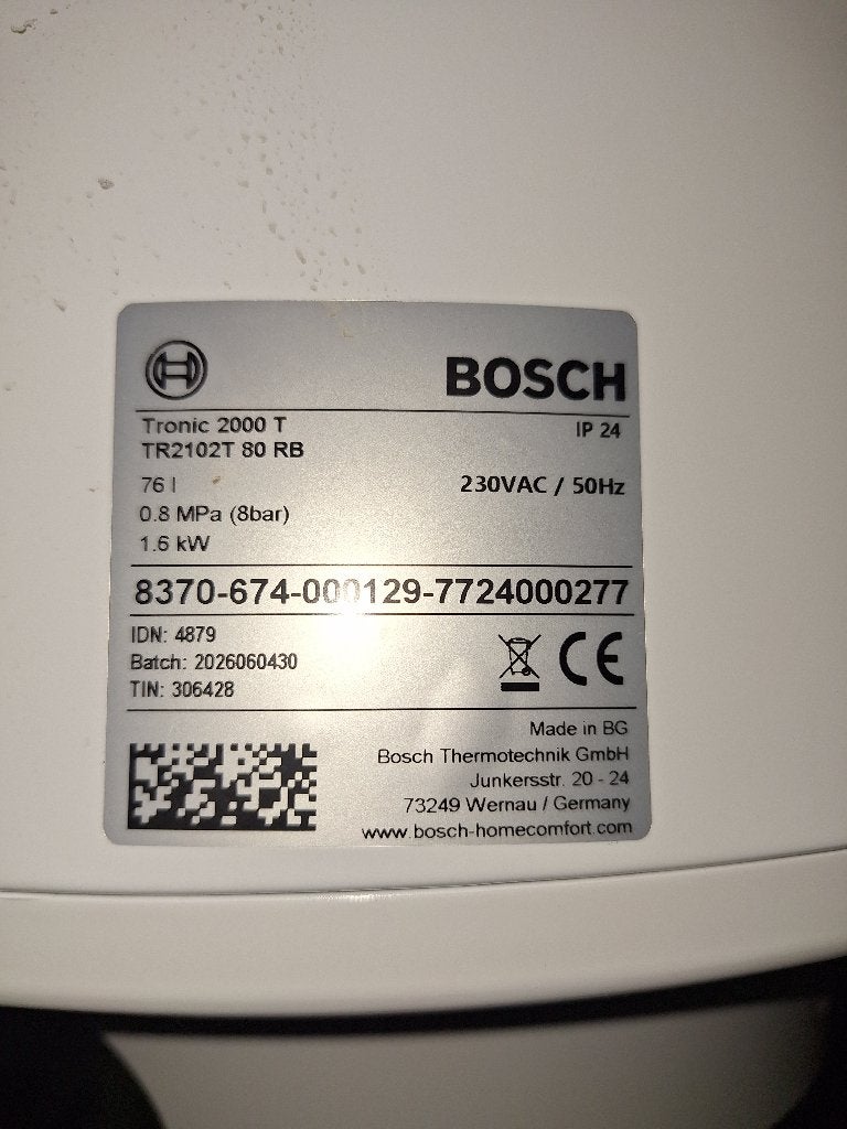 Bosch Tronic 2000 T TR2102T 80 liter, Doe-het-zelf en Verbouw, Ophalen, 20 tot 100 liter, Nieuw, Boiler