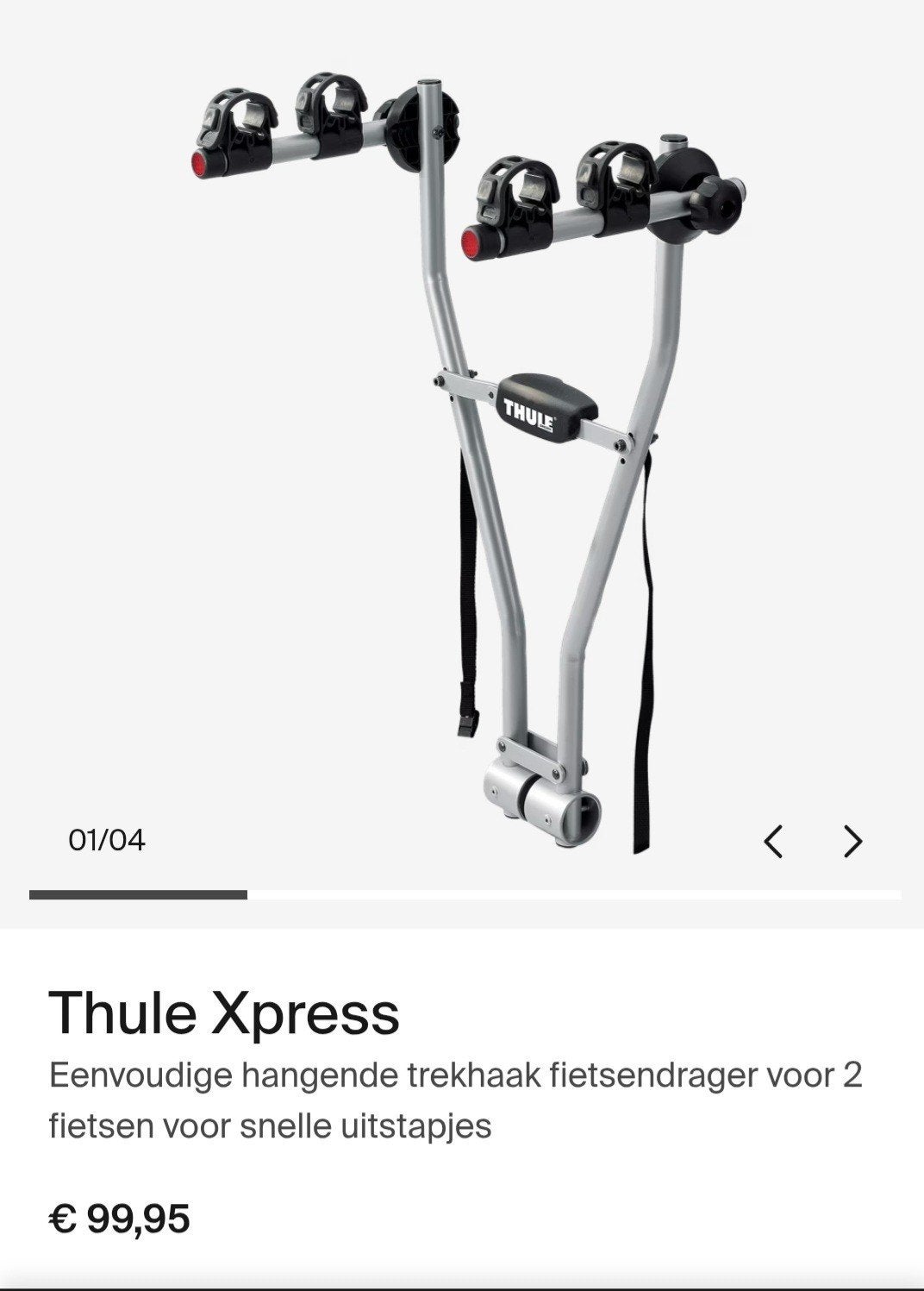Fietsdrager Thule Xpress 970, Ophalen, 2 fietsen, Zo goed als nieuw, Trekhaakdrager